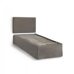Lit simple Dbertol, ensemble tête de lit en similcuir avec sommier, matelas inclus, 80x190 cm, gris tourterelle><noscript><img width=