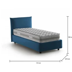 Lit simple Dborbe, Lit coffre avec revêtement en tissu, Ouverture latérale, avec matelas 80x190 cm inclus, Bleu><noscript><img width=