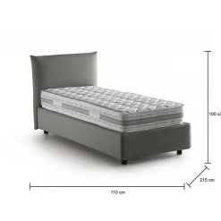 Lit simple Dbut, Lit coffre avec revêtement en tissu, 100% Made in Italy, Ouverture frontale, avec matelas 80x190 cm inclus, Gris><noscript><img width=