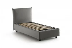Lit simple Dbut, Lit coffre avec revêtement en tissu, 100% Made in Italy, Ouverture frontale, avec matelas 80x190 cm inclus, Gris><noscript><img width=