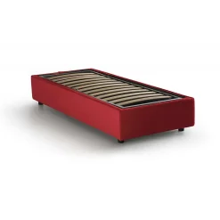 Talamo Italia Lit simple Dhol, Lit coffre avec revêtement en tissu, Ouverture latérale, adapté pour matelas 80x190 cm, Rouge* Lit Coffre