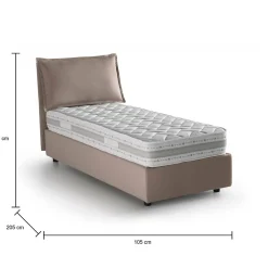 Lit simple Dloset, Lit coffre avec revêtement en tissu, Ouverture frontale, avec matelas 90x190 cm inclus, Taupe><noscript><img width=