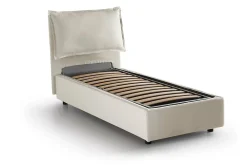 Talamo Italia Lit simple Dloset, Lit coffre avec revêtement en tissu, Ouverture frontale, avec matelas 90x190 cm inclus, Beige* Lit Coffre