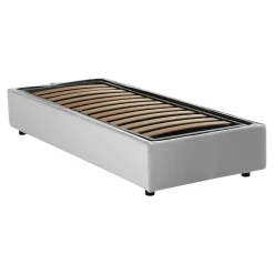 Talamo Italia Lit simple Dmaiell, Lit coffre avec revêtement en tissu, Ouverture frontale, avec matelas 80x200 cm inclus, Blanc* Lit Coffre