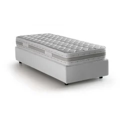 Talamo Italia Lit simple Dmaiell, Lit coffre avec revêtement en tissu, Ouverture frontale, avec matelas 80x200 cm inclus, Blanc* Lit Coffre