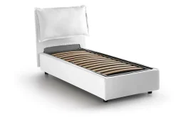 Talamo Italia Lit simple Dmarcon, Lit coffre avec revêtement en tissu, Ouverture frontale, avec matelas 80x200 cm inclus, Blanc* Lit Coffre