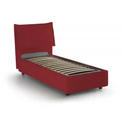 Lit simple Dpal, Lit coffre avec revêtement en tissu, Ouverture frontale, adapté pour matelas 90x190 cm, Rouge>Talamo Italia Outlet