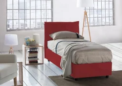 Lit simple Dpal, Lit coffre avec revêtement en tissu, Ouverture frontale, adapté pour matelas 90x190 cm, Rouge>Talamo Italia Outlet
