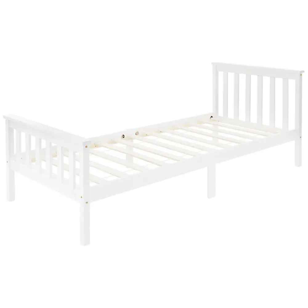 Ml-Design Lit simple en bois de pin blanc d'adolescents avec sommier à lattes 200x90 cm* Lit Simple