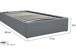 Habitat Et Jardin Lit simple en PVC avec coffre "Ava" 90 x 190 cm Gris* Lit Coffre