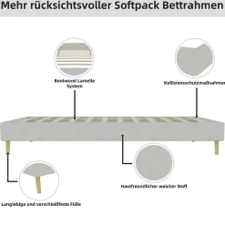 Lit Simple Enfant 90x200 cm - sans Tête de Lit, Revêtement en Velours et Cadre Bas, Composite et Métal, sans Matelas, Beige><noscript><img width=