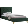 Idimex Lit simple GLAMOUR, 90x190 cm, capitonné avec sommier, revêtement en velours vert* Lit Simple