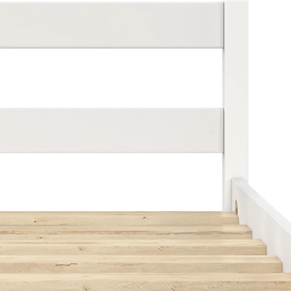 IDMarket Lit simple HARPER 90 x 190 cm avec sommier bois blanc* Lit Avec Rangement