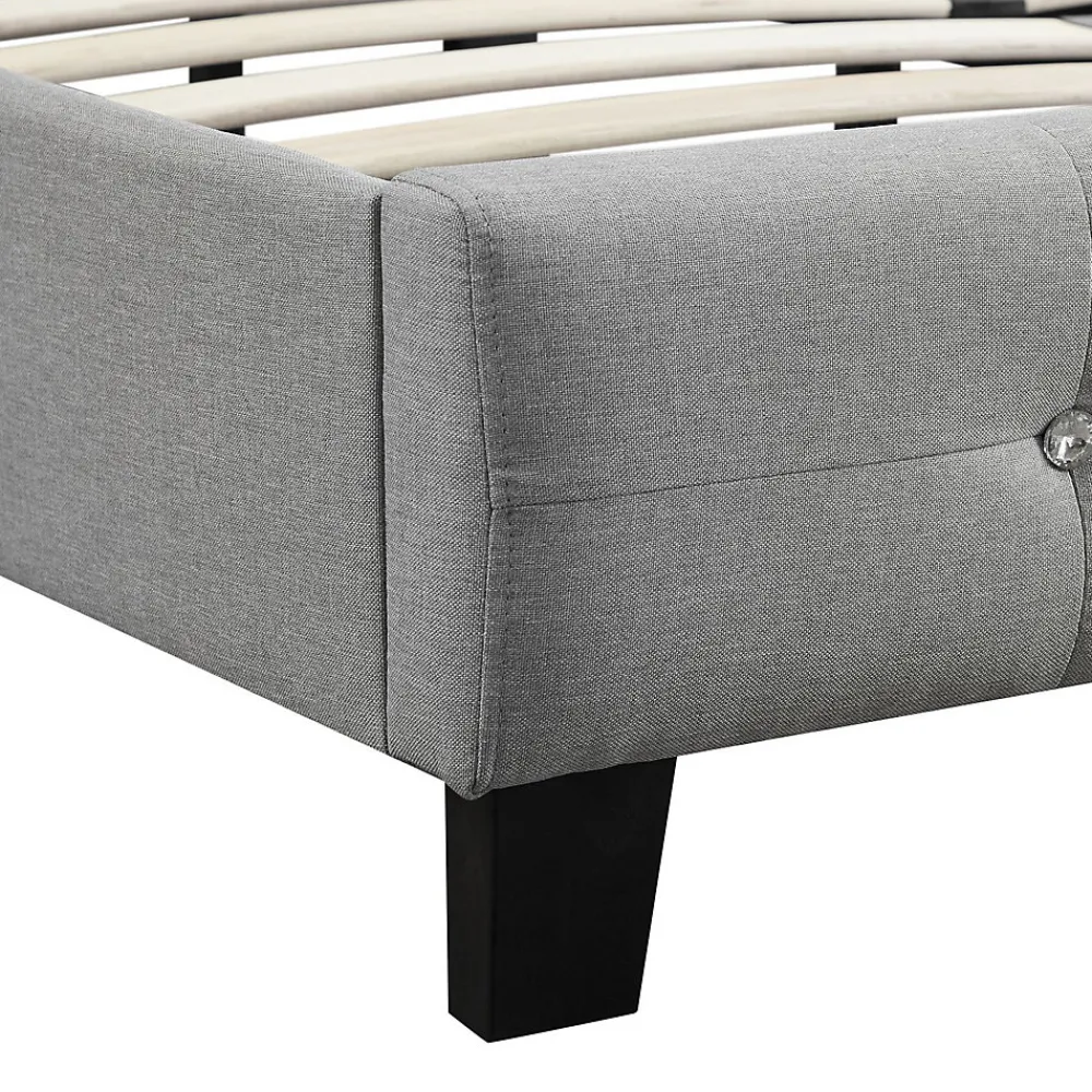 Idimex Lit simple JOLIEN, 120 x 190 cm, capitonné avec sommier, revêtement en tissu gris* Lit Simple