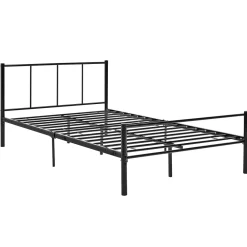 Lit simple Laos métal avec sommier à lattes 120 x 200 cm noir en.casa><noscript><img width=
