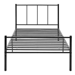 [En.Casa] Lit simple Laos Métal avec Sommier à Lattes 90 x 200 cm Noir en.casa* Lit Simple