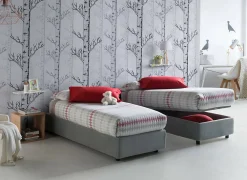 Talamo Italia Lit simple Laura, Lit coffre avec revêtement en tissu, 100% Made in Italy, Ouverture frontale, adapté pour matelas 90x200 cm, Gris* Lit Coffre