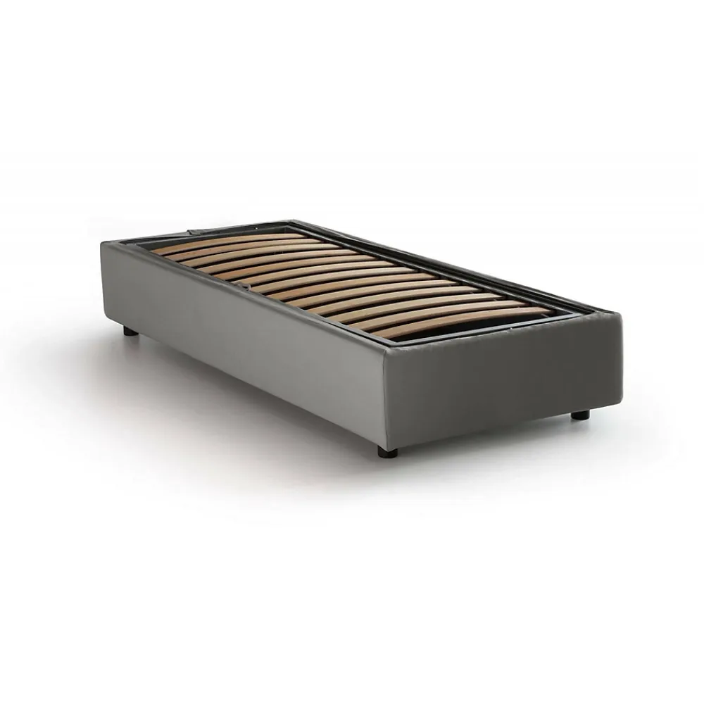Talamo Italia Lit simple Laura, Lit coffre avec revêtement en tissu, 100% Made in Italy, Ouverture frontale, adapté pour matelas 90x200 cm, Gris* Lit Coffre