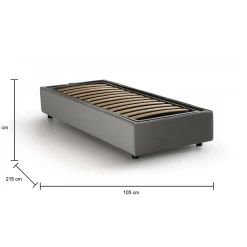 Talamo Italia Lit simple Laura, Lit coffre avec revêtement en tissu, 100% Made in Italy, Ouverture frontale, adapté pour matelas 90x200 cm, Gris* Lit Coffre