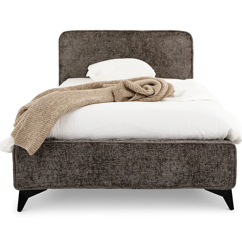 Lit simple LEVERDA 90 x 190 cm, revêtement en tissu - Gris>Idimex Clearance