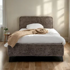 Lit simple LEVERDA 90 x 190 cm, revêtement en tissu - Gris>Idimex Clearance