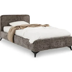Lit simple LEVERDA 90 x 190 cm, revêtement en tissu - Gris><noscript><img width=