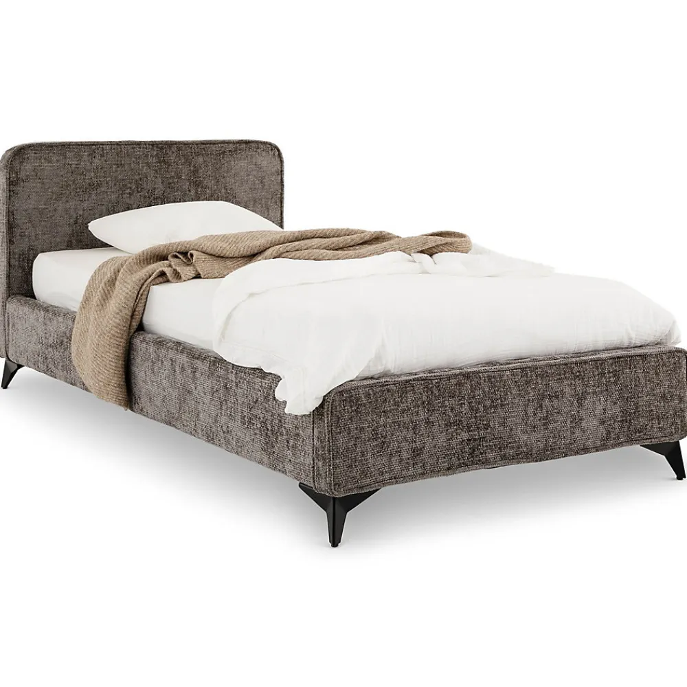 Lit simple LEVERDA 90 x 190 cm, revêtement en tissu - Gris>Idimex Clearance