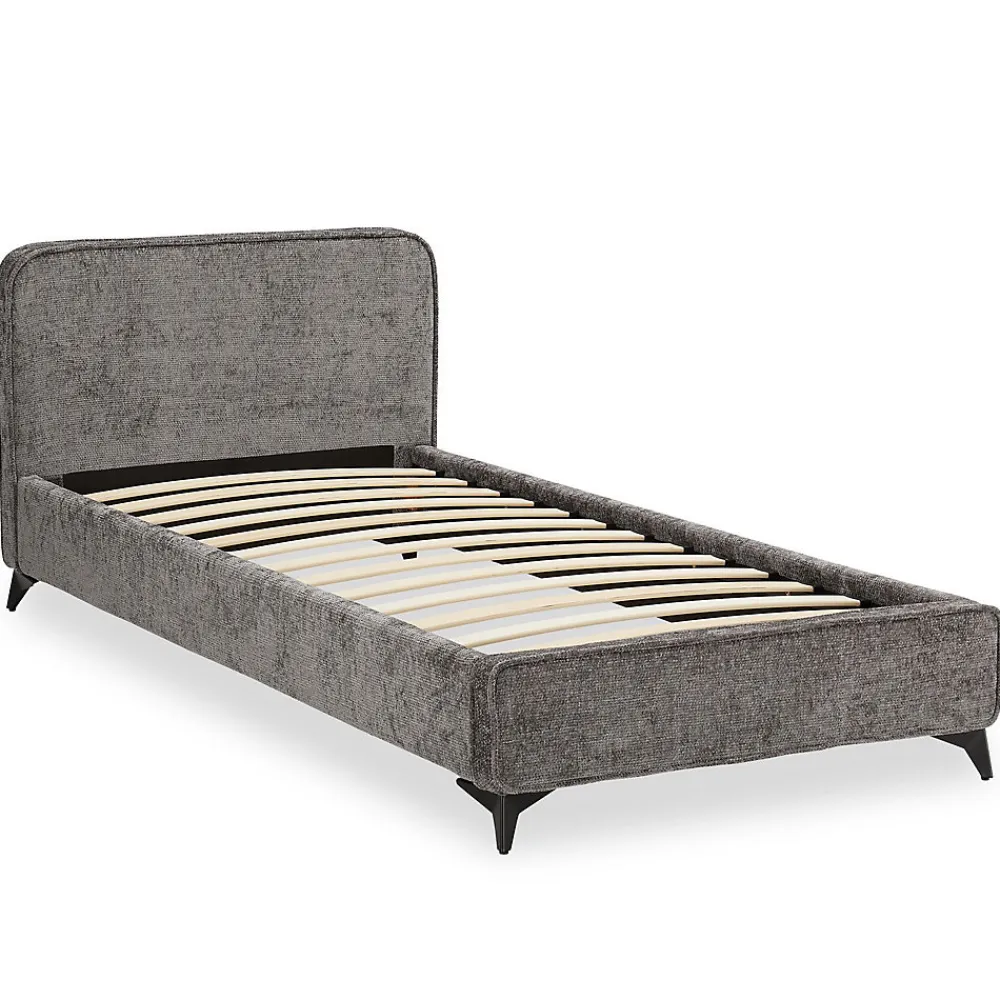 Lit simple LEVERDA 90 x 190 cm, revêtement en tissu - Gris>Idimex Clearance