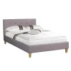 Lit simple LILLE, 120 x 190 cm, capitonné avec sommier, revêtement en tissu gris>Idimex Clearance