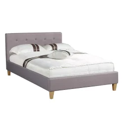 Lit simple LILLE, 120 x 190 cm, capitonné avec sommier, revêtement en tissu gris>Idimex Clearance