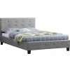 Idimex Lit simple MARLON, 120 x 190 cm, capitonné avec sommier, revêtement en tissu gris* Lit Simple