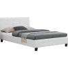 Lit simple MARLON, 120 x 190 cm, capitonné avec sommier, revêtement synthétique blanc>Idimex Online