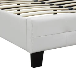 Lit simple MARLON, 120 x 190 cm, capitonné avec sommier, revêtement synthétique blanc><noscript><img width=