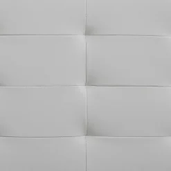 Lit simple MARLON, 120 x 190 cm, capitonné avec sommier, revêtement synthétique blanc><noscript><img width=