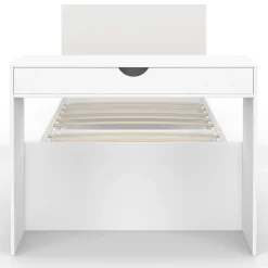 IDMarket Lit simple OMAHA 90 x 190 cm avec sommier, tête de lit, bureau et rangements blanc* Lit Avec Rangement