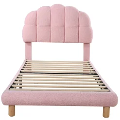 Lit Simple pour enfant 90 x 200 cm - Lit enfant Capitonné - Non-Tissé - Sans Matelas - Rose><noscript><img width=