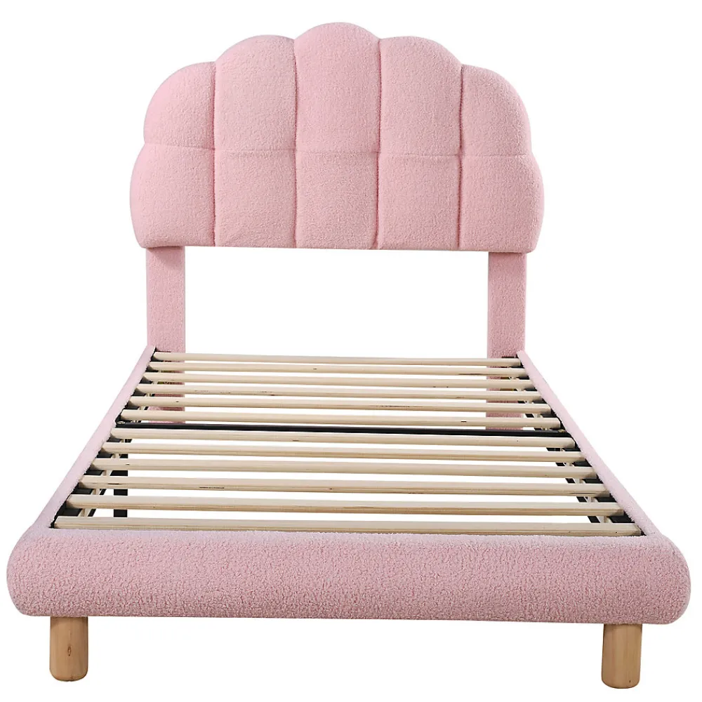 Lit Simple pour enfant 90 x 200 cm - Lit enfant Capitonné - Non-Tissé - Sans Matelas - Rose>Okwish New
