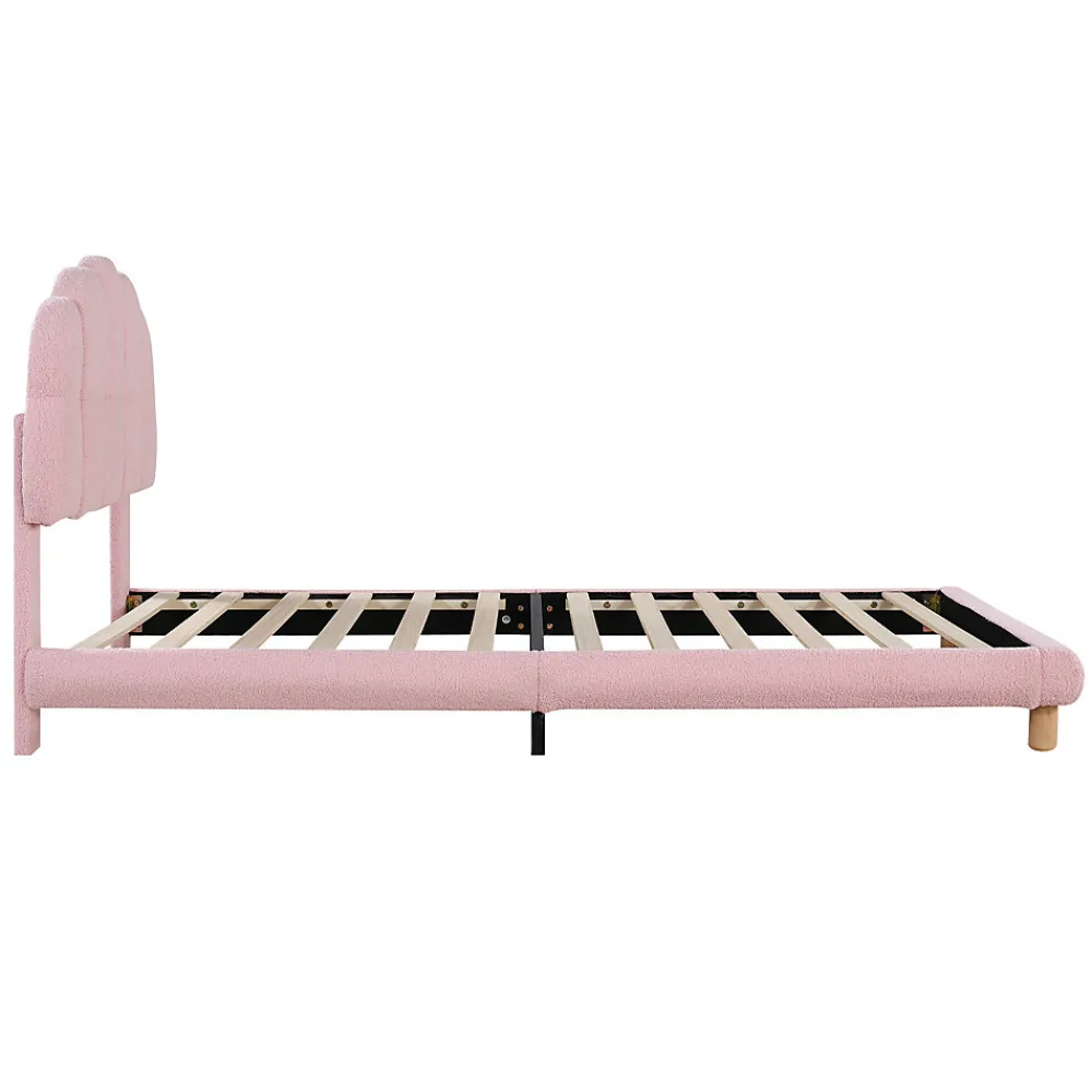 Lit Simple pour enfant 90 x 200 cm - Lit enfant Capitonné - Non-Tissé - Sans Matelas - Rose>Okwish New