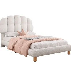 Okwish Lit Simple pour enfant 90 x 200 cm - Lit enfant Capitonné - Non-Tissé - Sans Matelas - Blanc* Lit Avec Rangement