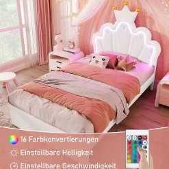 Okwish Lit Simple pour enfant 90 x 200 cm - Lit avec 2 Rangements - PU + MDF - Sans Matelas - Blanc* Lit Avec Rangement