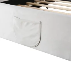 Okwish Lit simple pour enfant 90x200 cm - Lit capitonné en forme d'ours - Velours + Métal + MDF - Sans matelas - Blanc*Enfant Lit Enfant