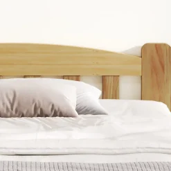 Lit simple pour enfant 90x200 cm - Lit classique avec tête de lit et sommier à lattes - Pin - Sans matelas - Naturel><noscript><img width=