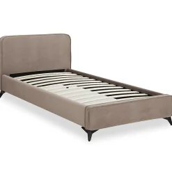 Lit simple RAVELLO 90 x 190 cm, revêtement en tissu - Grège><noscript><img width=