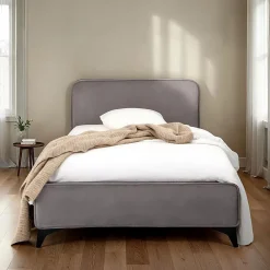 Lit simple RAVELLO 90 x 190 cm, revêtement en tissu - Gris>Idimex Outlet