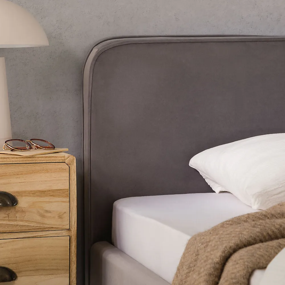 Lit simple RAVELLO 90 x 190 cm, revêtement en tissu - Gris>Idimex Outlet