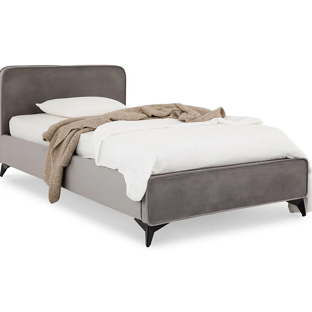 Lit simple RAVELLO 90 x 190 cm, revêtement en tissu - Gris>Idimex Outlet