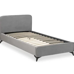 Lit simple RAVELLO 90 x 190 cm, revêtement en tissu - Gris><noscript><img width=