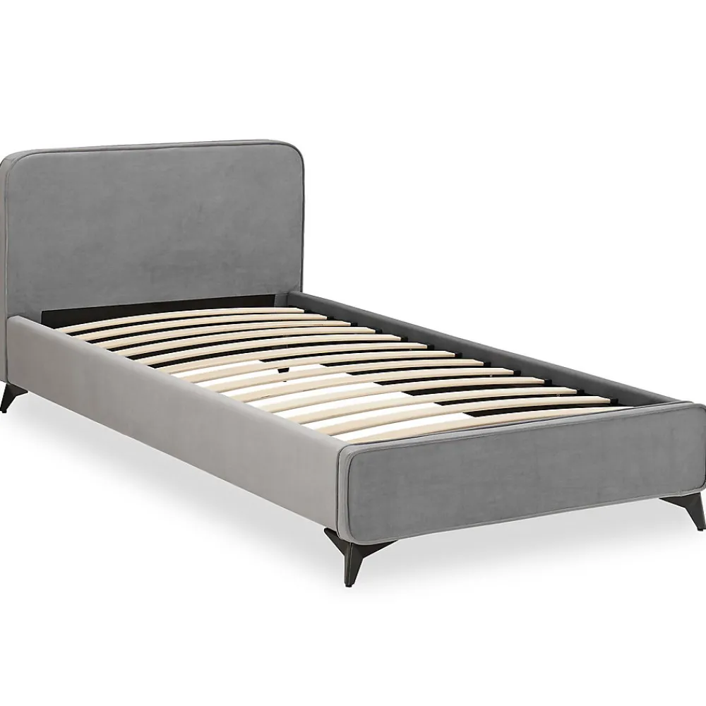 Lit simple RAVELLO 90 x 190 cm, revêtement en tissu - Gris>Idimex Outlet