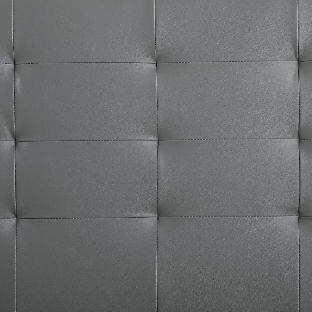 Lit simple REVE, 90 x 190 cm, capitonné avec sommier, revêtement synthétique gris>Idimex Online