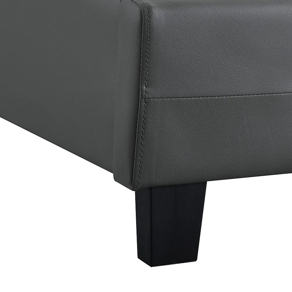 Lit simple REVE, 90 x 190 cm, capitonné avec sommier, revêtement synthétique gris>Idimex Online